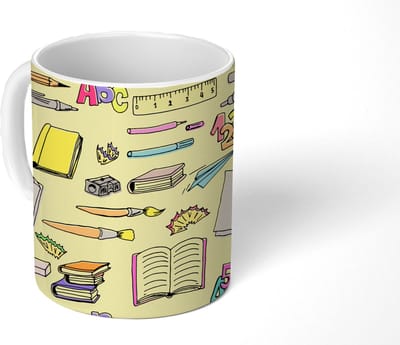 Mok - Koffiemok - School - Patronen - Potlood - Mokken - 350 ML - Beker - Koffiemokken - Theemok