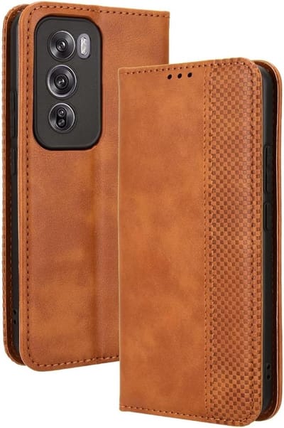 Geschikt voor Oppo Reno 12 Pro 5G - Hoogwaardig Leer - Portemonnee met TPU-binnenkant - Schokbestendig - Standfunctie - Book Case Hoesje - Bruin