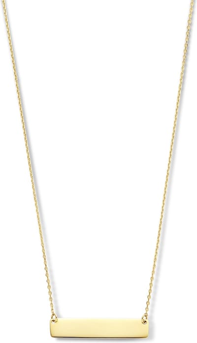 New Bling 9NBG-0249 Gouden Ketting - Dames - Vaste Hanger - Plaatje - 25 x 5 mm - Ankerschakel - 38 + 2,5 + 2,5 cm 14 Karaat - Goud