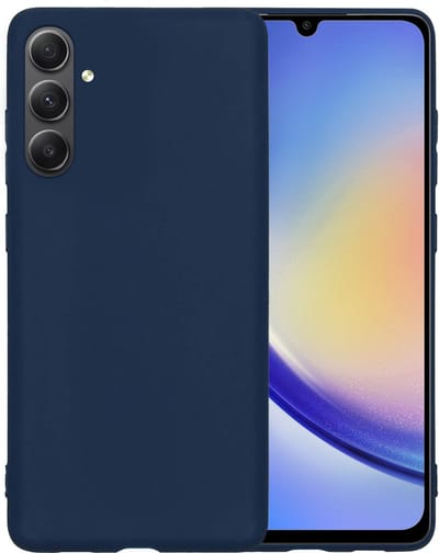 Hoesje - Geschikt voor Samsung Galaxy A34 - Sterk & Shockproof - Siliconen Case - Hoes Cover - Telefoonhoes - Donkerblauw