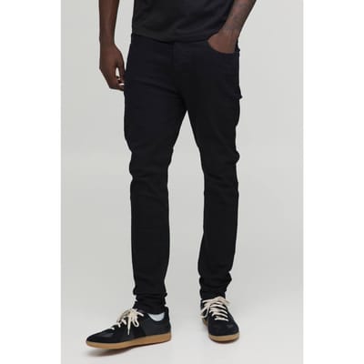 Essential Skinny Fit Stretch Washed Jeans | True Black | Size 48R