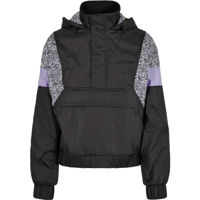 Urban Classics - AOP Mixed black/zebra Pullover Jas - XS - Zwart/Wit