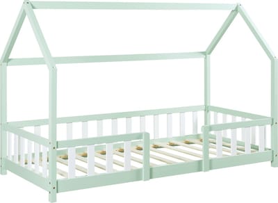 Kinderbed Sisimiut met uitvalbeveiliging 90x200 cm mint en wit