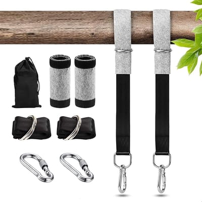Set van 2 Swing Mounts met 2 Zware Karabiners en D-Ringen, Geschikt voor Hangmatten, Schommels en Tuinmeubelen, Tot 2000 lbs Belastbaar