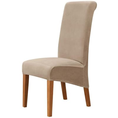 Housse de chaise à dossier haut taille XL en tissu velours renard argenté extensible pour la maison, la salle à manger, le mariage, l'hôtel, le banquet, en élasthanne 1 piece chameau