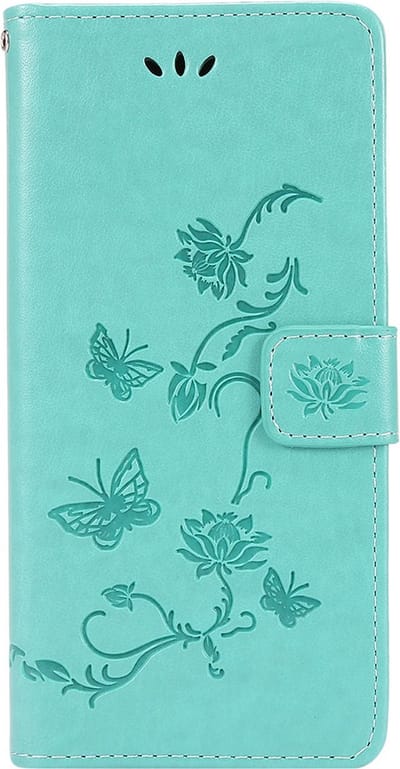 Shop4 - Samsung Galaxy A73 5G Hoesje - Wallet Case met Pasjeshouder Vlinder Patroon Groen