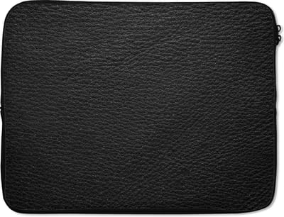 Laptophoes 15.6 inch - Leer - Lederlook - Zwart - Grijs - Laptop sleeve - Binnenmaat 37x26 cm - Zwarte achterkant - Back to school spullen - Schoolspullen jongens en meisjes middelbare school - Macbook air hoes - Chromebook sleeve