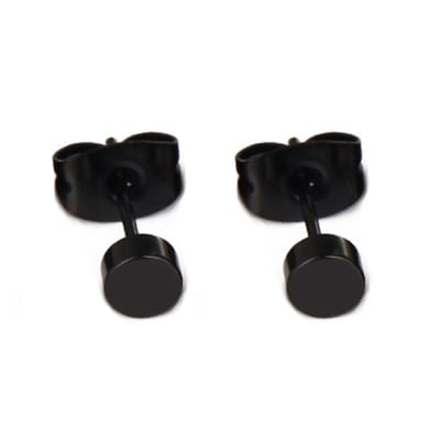 Plux Fashion Ronde Steker Oorbellen - Zwart - 5mm - Stainless Steel - Heren - Dames - Sieraden - Zwarte Oorbellen - Steker Oorbellen - HipHop Oorbellen - Sieraden Cadeau - Luxe Style - Duurzame Kwaliteit - Moederdag Cadeau