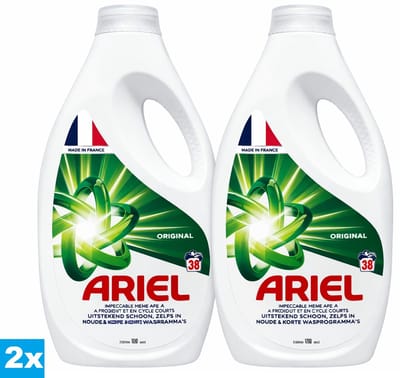 Ariel Original Vloeibaar Wasmiddel 2 x 1710 ml – 2 Stuks – 76 Wasbeurten – Voor Witte & Gekleurde Was