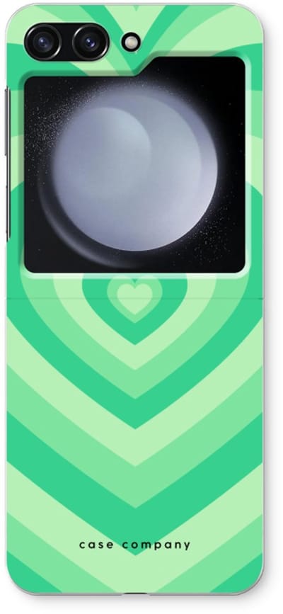 Case Company® - Hoesje geschikt voor Samsung Galaxy Z Flip5 hoesje - Hart Groen - Soft Cover Telefoonhoesje - Bescherming aan alle Kanten en Schermrand