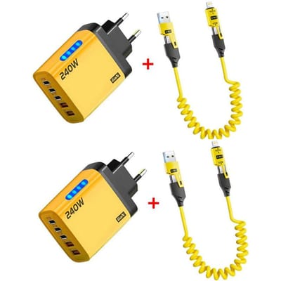 240W Snelle Oplader PD USB-Oplader Snel Telefoon Oplaadadapter 5 Poorten Muuradapter EU-Stekker EU plug