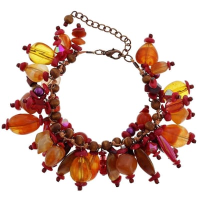 Behave - Kralenarmband rood bruin - bohemian herfststijl - 19 cm