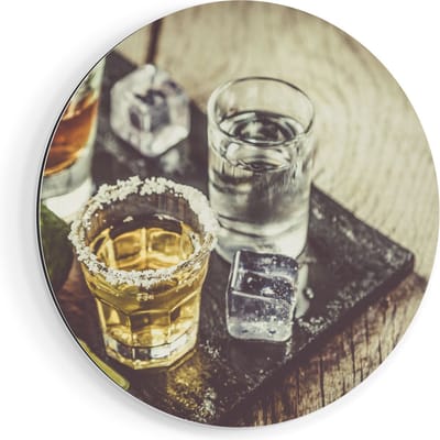 Artaza Dibond Muurcirkel Alcoholische Drankjes - Drank - Ø 40 cm - Klein - Wandcirkel - Rond Schilderij - Voor Binnen en Buiten