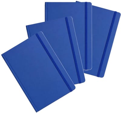Bellatio Design Notitieboekje - 4x - A5 formaat - met elastiek - blauw - 100 pagina - schriften