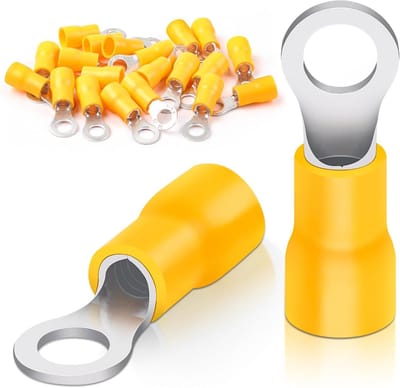 Bolatus Pack of 20 ring cable lugs, 4.0 - 6.0 mm², hole diameter M5, cable lugs, partially insulated, PVC cable - ShopVlot