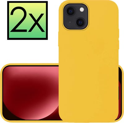 Hoesje - 2 Stuks - Geschikt voor Apple iPhone 15 - Sterk & Shockproof - Case Siliconen - Back Cover - Telefoon Hoes - Geel