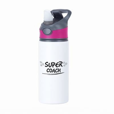 Hacebo® - Super coach waterfles met rietje roze - Coach - een coach - sport - verjaardagscadeau - klein cadeautje - kado - gift - water fles - 650ML
