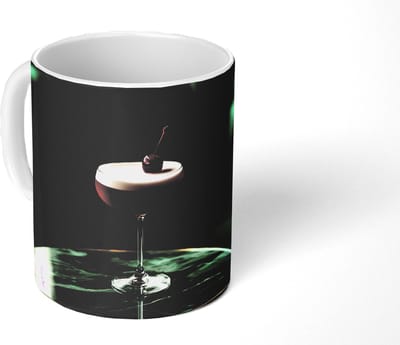 Mok - Koffiemok - Kers - Cocktail - Rood - Marmer print - Mokken - 350 ML - Beker - Koffiemokken - Theemok
