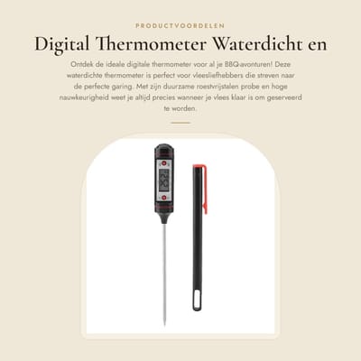 Dailygoods - Digital Thermometer - Waterdicht en nauwkeurig - Zwart - Vlees temperatuurmeter - Digitale kookthermometer - Geschikt voor...