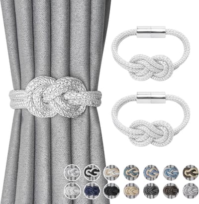Jolly Mini Magnetische Gordijn Tiebacks Nordic Eenvoudige Stijl Gordijn Tiebacks Elegant Decoratief Gordijn Drape Tie Terug voor Thuis & Kantoor Raamgordijn, Wit, Pack van 2