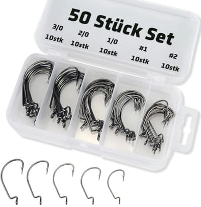 Offset Worm Jig Haken - 3X Sterke Koolstofstaal voor Bass en Forel Vishaken