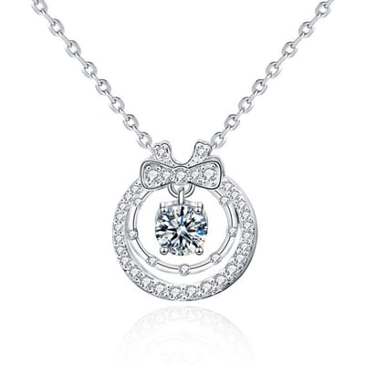 Diamant 925 sterling zilveren dubbellaagse ketting Ins stijl dames zomeraccessoires met strikhanger white