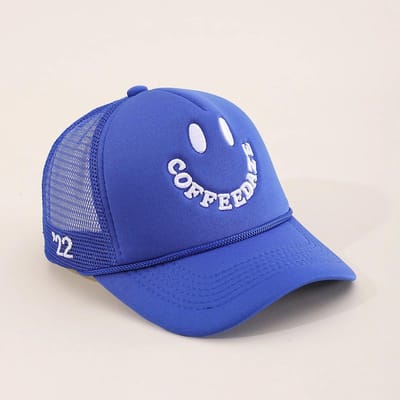 Letter Borduur Baseball Petten Nieuw Unisex Hip Hop Ademend Persoonlijk Zonnescherm Gaas Veelzijdig Straat Mode Trucker Petten 55-60cm blue