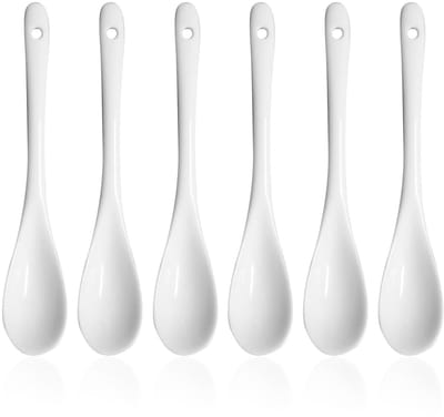 Store_9 - Witte Keramische Lepel - 6-delige Set - voor Desserts - 13