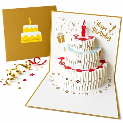 Verjaardagskaarten met envelop - Wenskaarten verjaardag - Happy Birthday - 3D pop up kaarten taart - kinderen - cadeau - verjaardagskaart