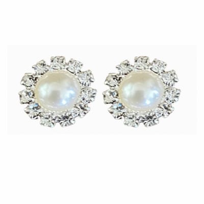 Allergievrije Oorbellen- Synthetische Parel- Strass- 1 cm