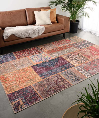 Patchwork vloerkleed - Fade Heritage blauw/multi 140x200 cm