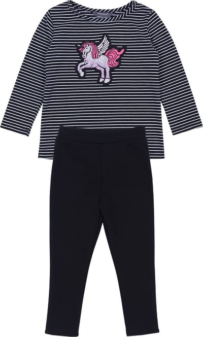 Set : Eenhoorn gestreepte blouse + zwarte legging