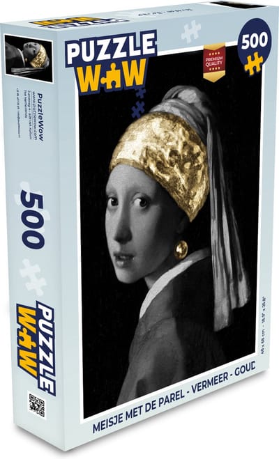 Puzzel Meisje met de parel - Vermeer - Goud - Legpuzzel - Puzzel 500 stukjes