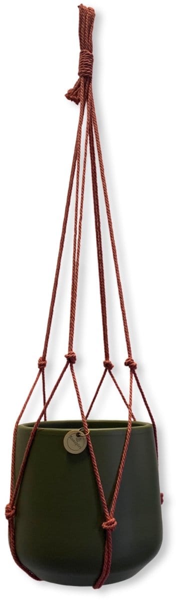 Plantenhanger Zonder Kwast - Kies Kleur en Lengte - Indian Red - 50 cm lang - Katoenkoord - Geschikt voor Pot met Diameter van c.a. 10 cm - Handgemaakt in ons Macramé Atelier - Prijs per Stuk - Let op: Exclusief Pot - Inclusief Verzendkosten