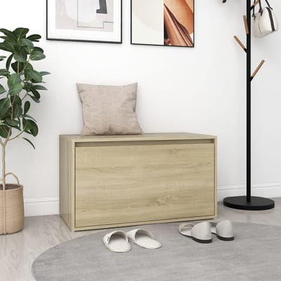 vidaXL - Halbank - 80x40x45 - cm - bewerkt - hout - sonoma - eikenkleurig