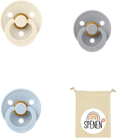 Bibs fopspeen 18+ maand set 3 stuks Cloud,Ivory en Baby Blue maat 3