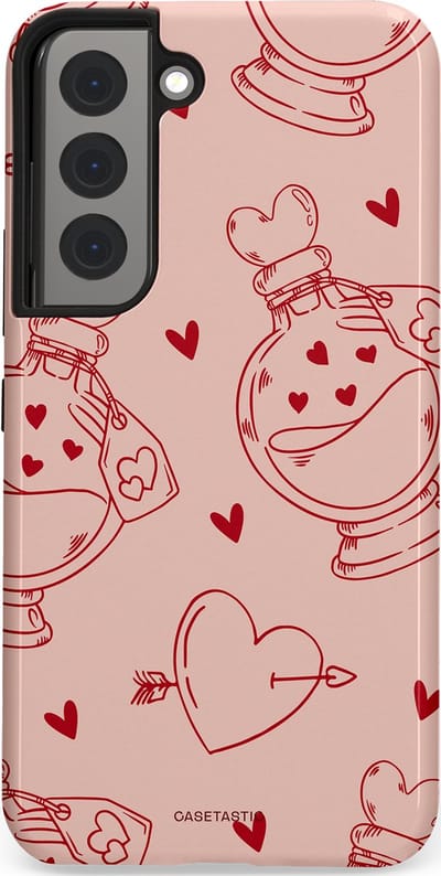 Casetastic Hoesje Geschikt voor Samsung S22 - Stijlvolle Beschermende Duo-layer Case - Zoete Liefdesflirt - Roze Rood - Pafrum - Love You - Valentijn