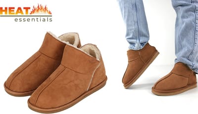 Heat Essentials - Pantoffels Heren - Cognac Bruin - 41/42 - Heren Pantoffels - Sloffen Heren - Ook als Dames Pantoffels beschikbaar