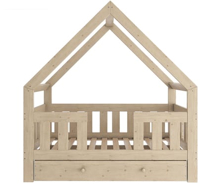 Need Sleep – Huisbed met Lade 80x160 cm – Houten Kinderbed met Hoge Valbeveiliging – Bedhuisje van Massief Hout