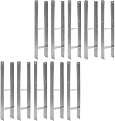 10 x H-paalanker, 121 mm, H-paalhouders voor hek- en houten palen, robuuste H-ankers voor tuinhek, carport, paviljoen en houtbouwprojecten (121 x 600 mm)