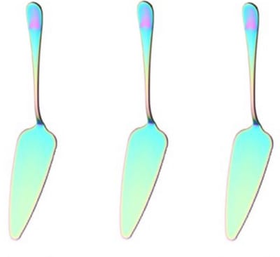 3x Taartschep met Kartelrand RVS – Taartsnijder en Pizzaschep in Één – Taartserver voor Taart, Cake, Quiche en Pizza – Vaatwasserbestendig – Multicolor