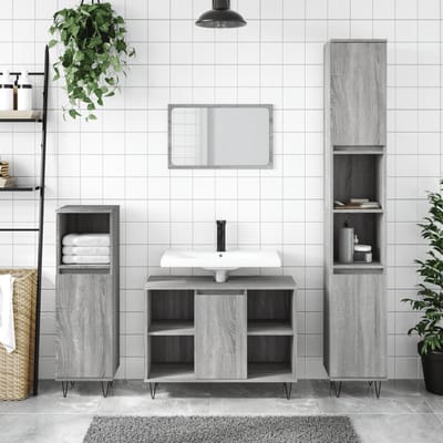vidaXL - Badkamerkast - 30x30x100 - cm - bewerkt - hout - grijs - sonoma - eikenkleur