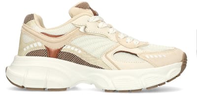 Sacha - Dames - Witte sneakers met beige details - Maat 37