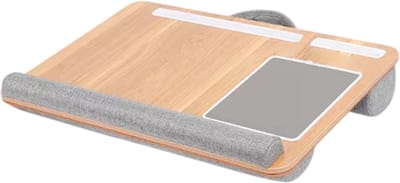 Multifunctioneel Laptop Bureau / Laptoptafel – Antislip, Dubbele Groef, Ingebouwde Muismat – Voor Bed, Bank & Thuiswerken-Bruin