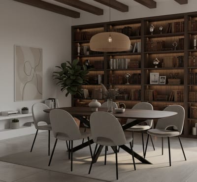 Eettafel Deens Ovaal Bruin Eikenhout - Zwart - Novihome