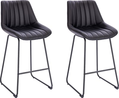 Lina® Vegas Barstoel Zwart- Set van 2 - Kunstleer - Barkrukken