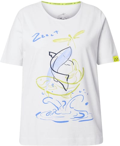 Laurasøn - Dames - Shirt halflange mouw ronde hals OEKO-TEX Made in Green - Off-white - Maat 56+