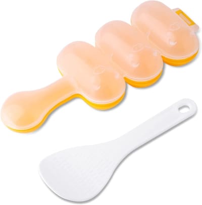 carmdering - Rijstbal Schudder - Rijstbal Vormen - DIY Sushi Maker - Drie Ballen Per Gebruik - Inclusief Mini Schepje - PP Kunststof - Gemakkelijk Schoon Te Maken - Ideaal Voor Camping En Picknicks - 2 Delen Set