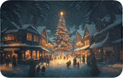 Badmat 80x50 cm - Antislip - Kerstfeest - Dorp - Donker - Badmatten voor badkamer - Badkamermat - Douchemat - Badkamer mat