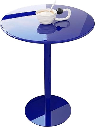 Bartafel Rond - Cocktailtafel Keuken - Drankjes Plaatsen - Veilig Tafelblad - 48x48x72cm - Blauw